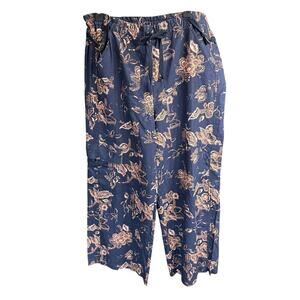 Pilcro Anthropologie Cargo Wide Leg Linen Blend Pants Woman L Coastal Beach Boho